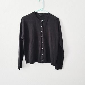 Eileen Fisher Linen Cardigan in Black